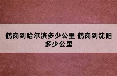 鹤岗到哈尔滨多少公里 鹤岗到沈阳多少公里